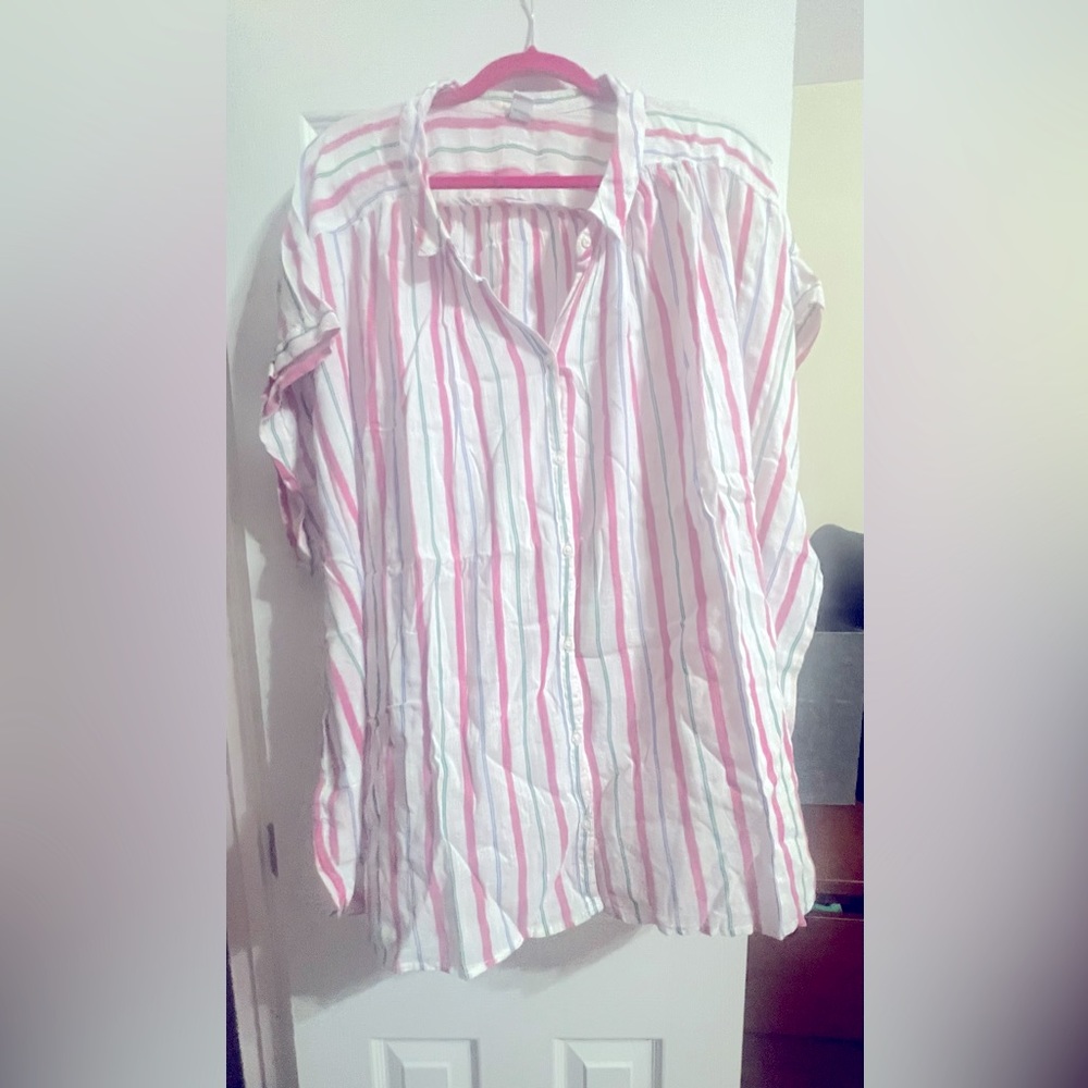Old Navy Button Up striped Blouse 4x NWT